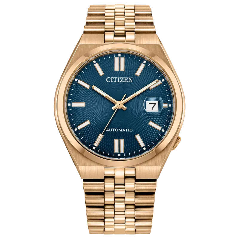 Citizen TSUYOSA 60 Automatic Rose Gold-Tone Blue Dial Stainless Steel Watch