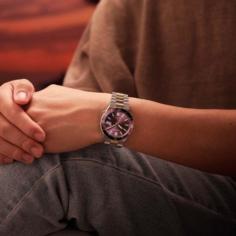 Citizen TSUYOSA Shore Automatic Two-Tone Maroon Watch