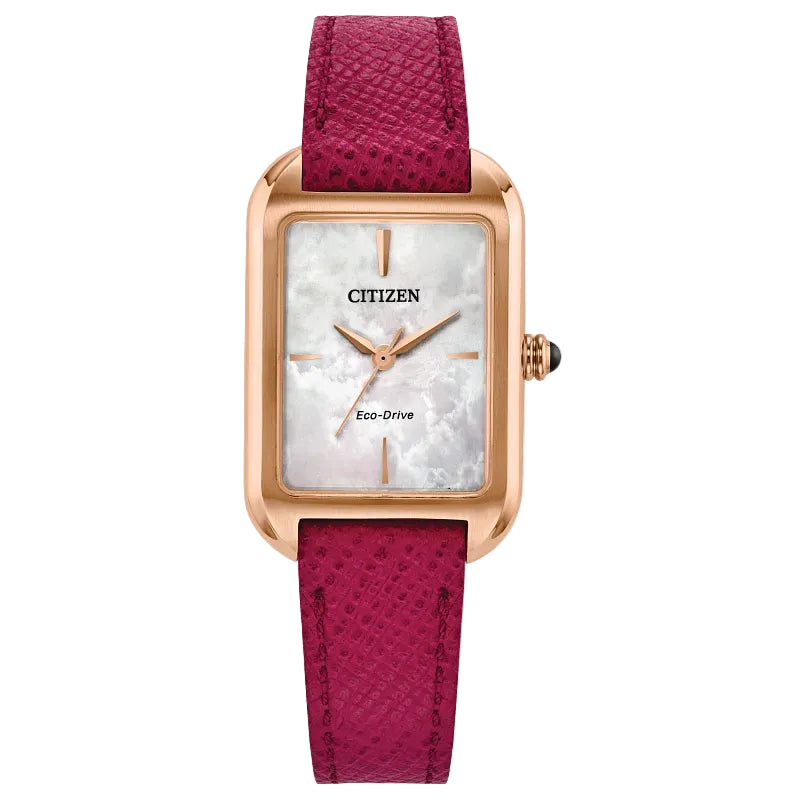 Citizen Women's Dress Classic Eco-Drive Rose Gold-Tone Pink Leather Watch