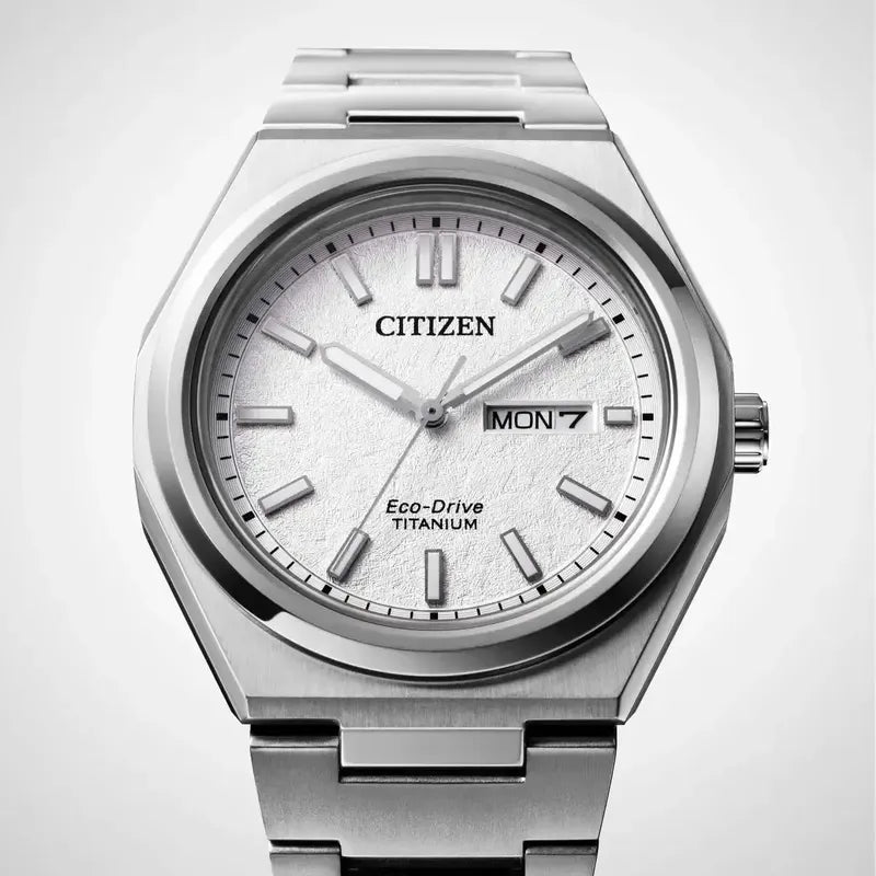 Citizen Zenshin Super Titanium Eco-Drive Men's Stainless Steel White Dial Watch