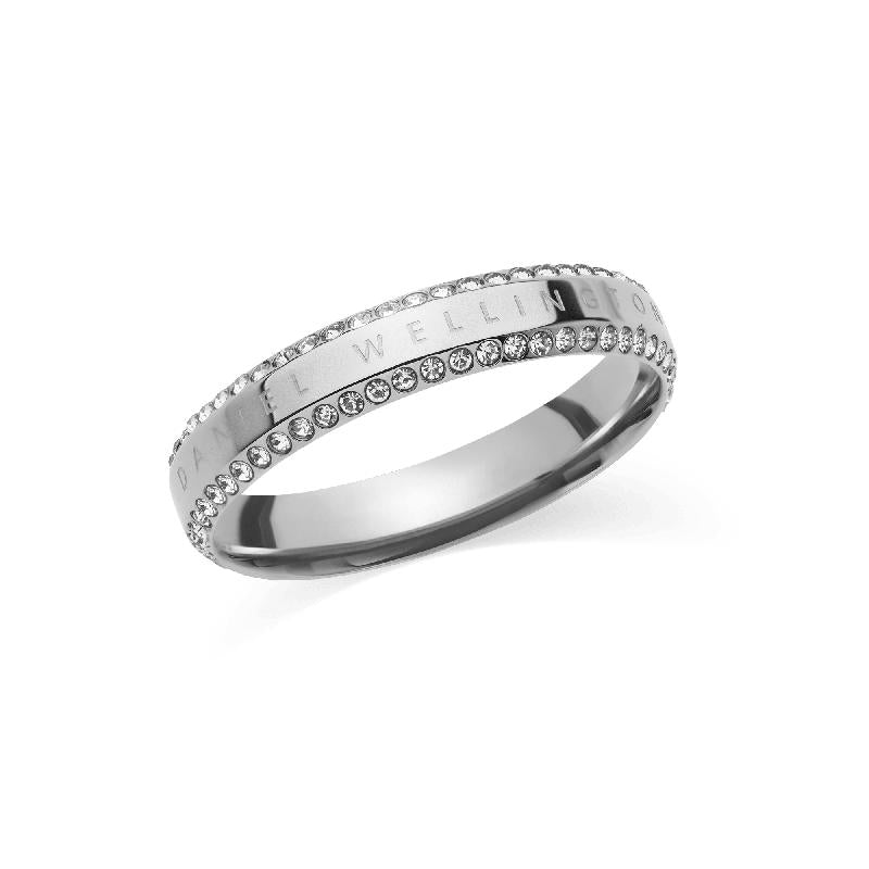 Classic Aura Duo Silver Ring with Double Sparkling Crystal Rows