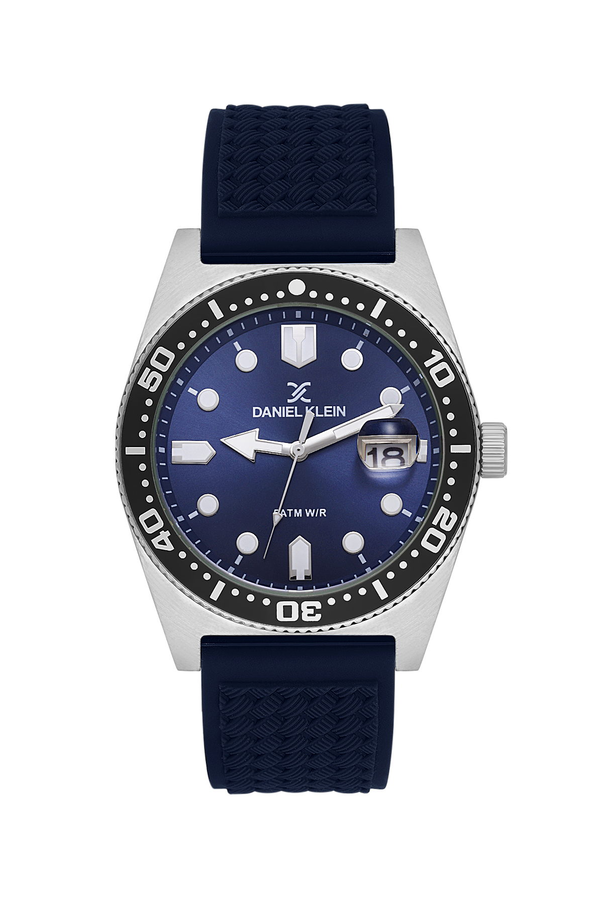 Daniel Klein Men’s Diver-Inspired Blue Dial Watch with Blue Silicone Strap
