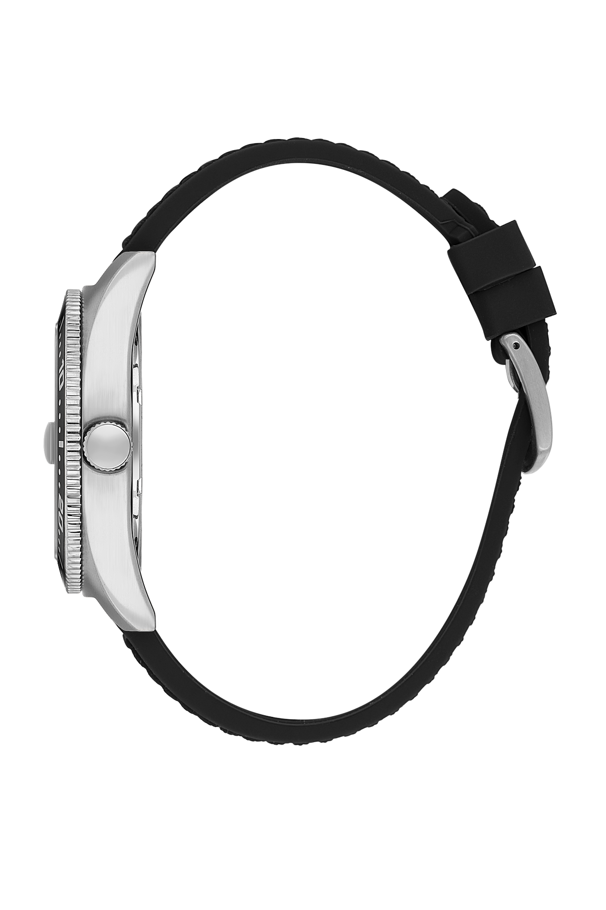 Daniel Klein Men’s Diver-Inspired Silver Dial Watch with Black Silicone Strap