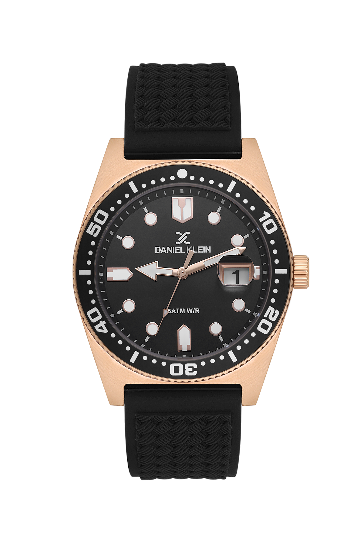 Daniel Klein Men’s Rose Gold-Tone Diver-Inspired Watch with Black Dial