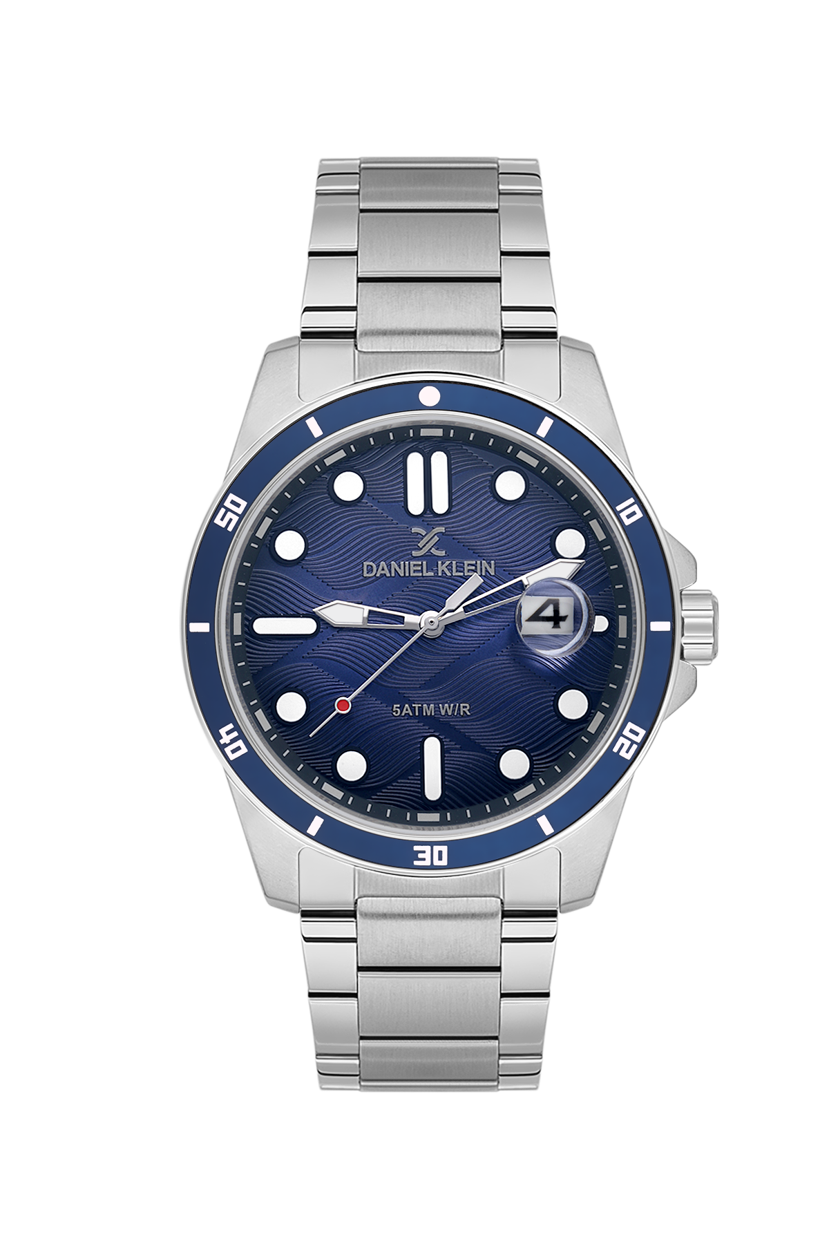 Daniel Klein Men’s Stainless Steel Sports Watch with Blue Textured Dial