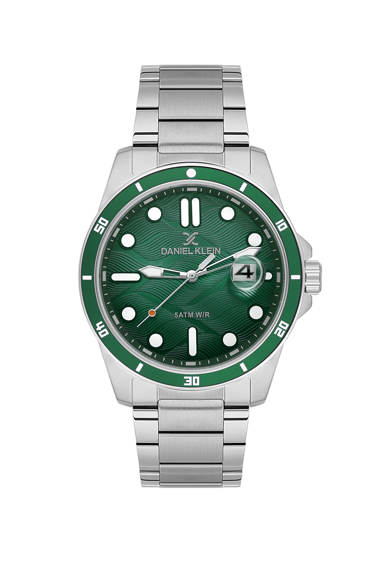 Daniel Klein Men’s Stainless Steel Sports Watch with Green Textured Dial