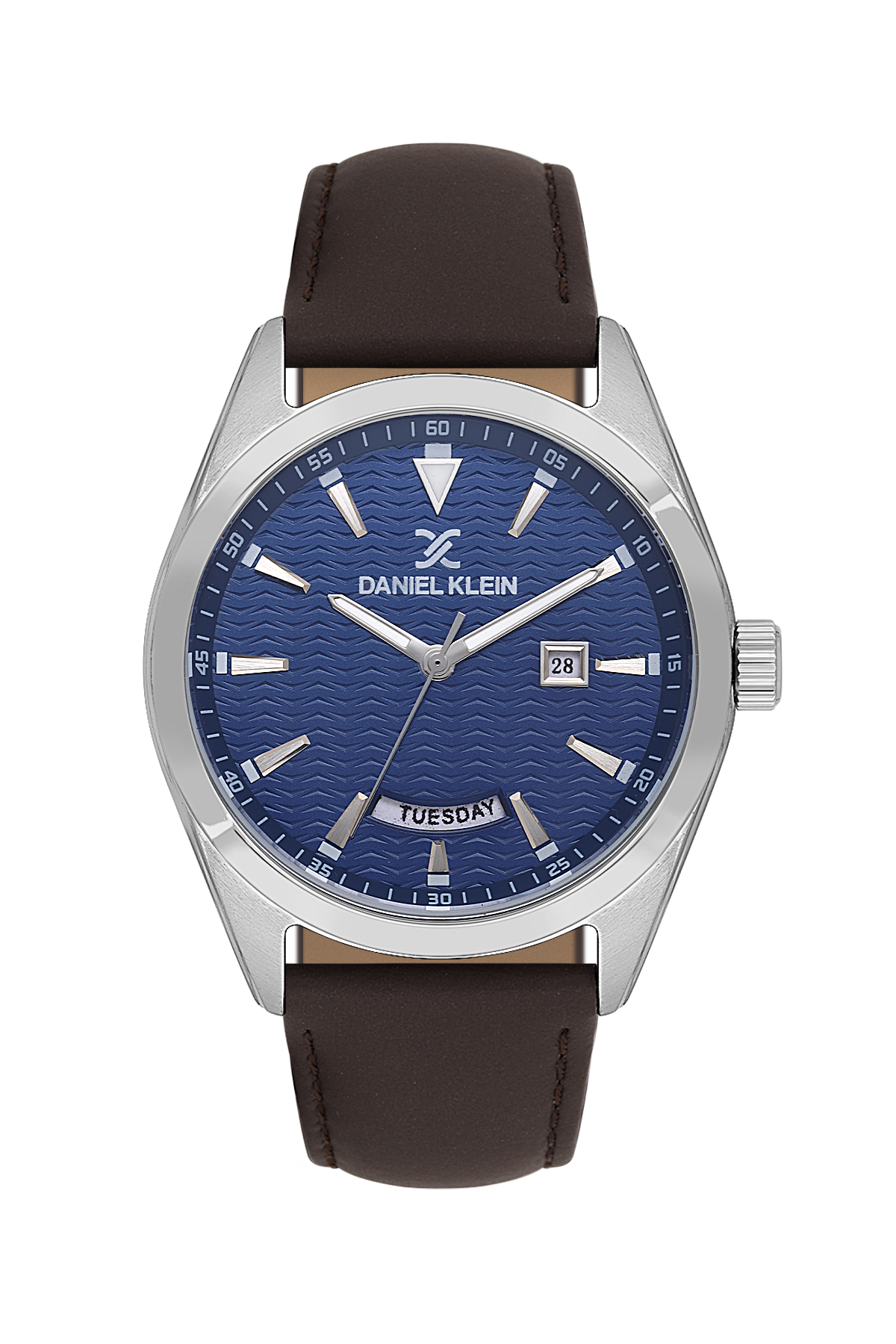 Daniel Klein Men’s Silver-Tone Watch with Blue Textured Dial