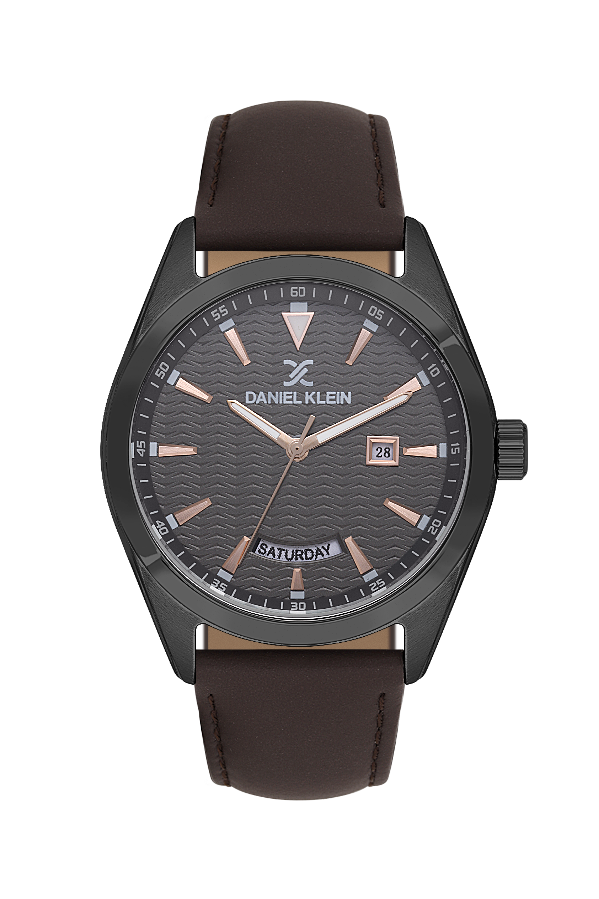 Daniel Klein Men’s Black Case Watch with Grey Textured Dial