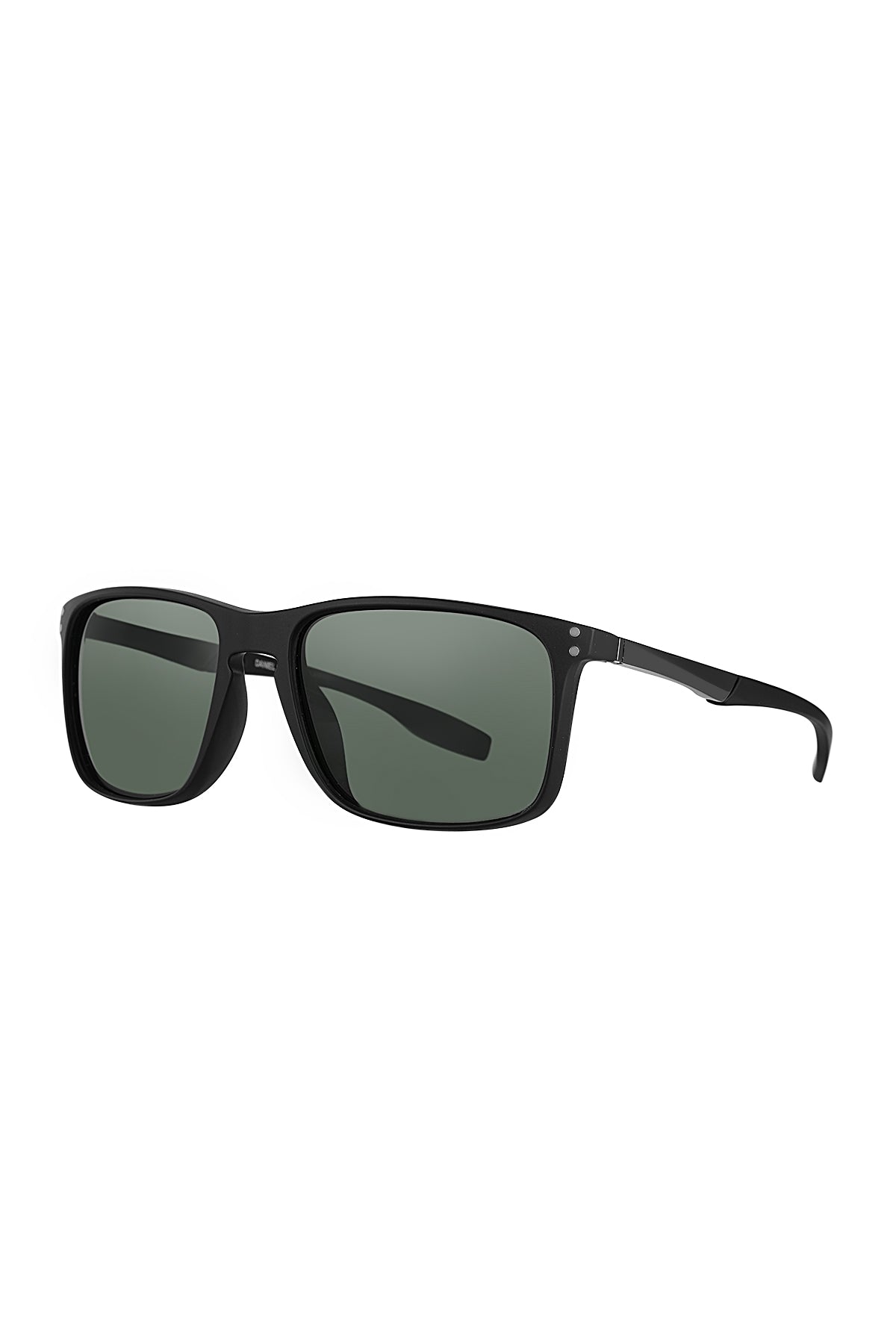 Daniel Klein Men's Matte Black Square Sunglasses – Green Lenses