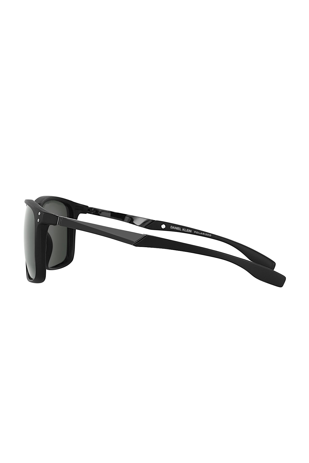 Daniel Klein Men's Matte Black Square Sunglasses – Green Lenses