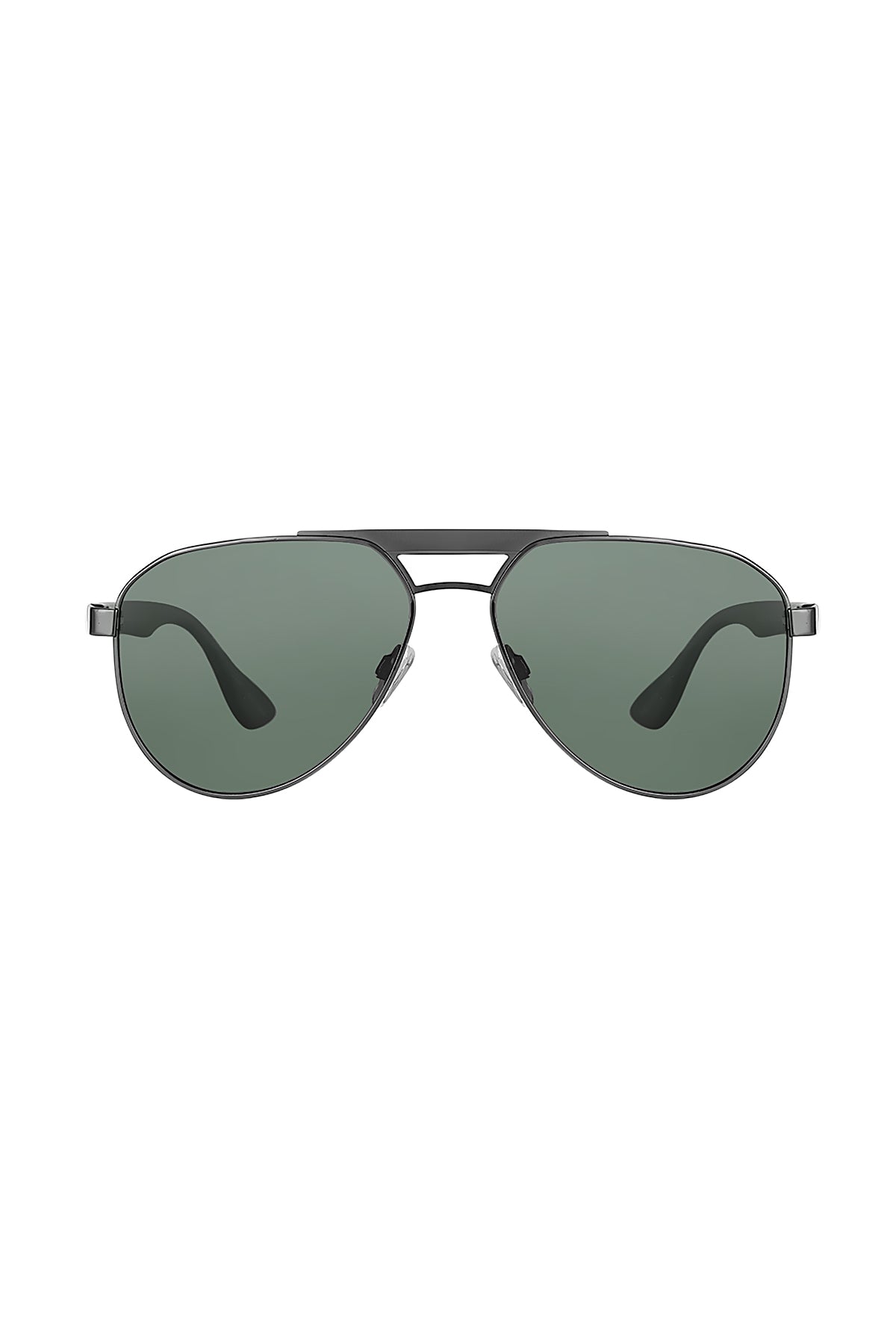 Daniel Klein Black Aviator Sunglasses with Green Lenses