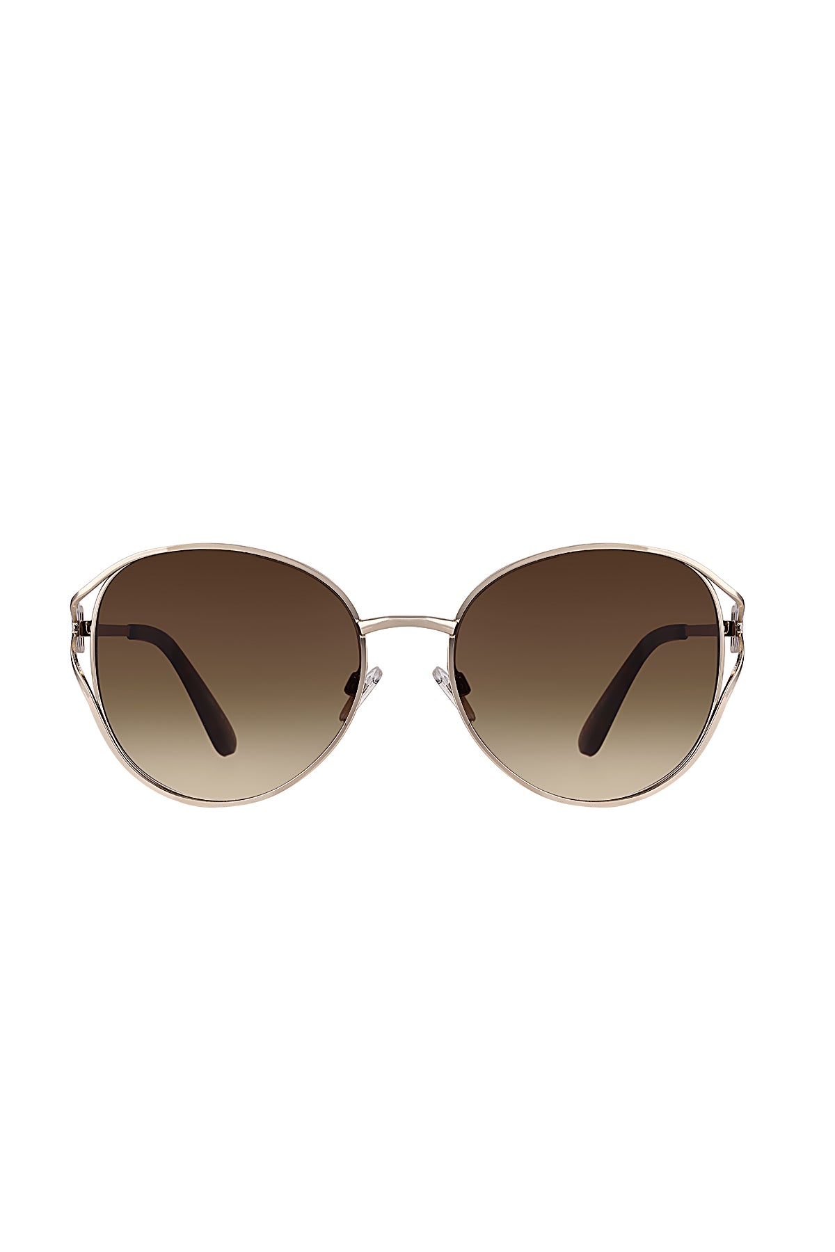 Daniel Klein Gold Round Geometric Sunglasses with Brown Gradient Lenses