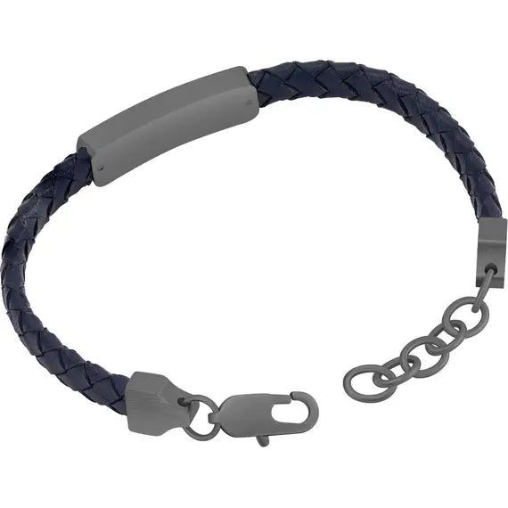 Ducati Tensione Men's Leather Stainless Steel Bracelet Blue