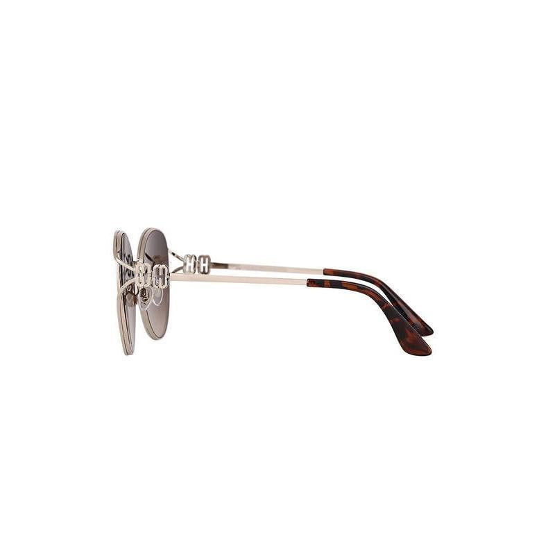 Daniel Klein Gold Round Geometric Sunglasses with Brown Gradient Lenses