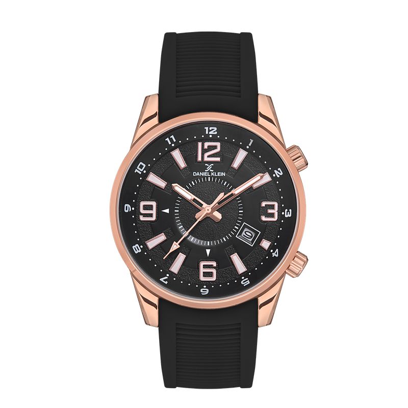 Daniel Klein IP Rose Gold Premium Black Dial 3 Hands Watch