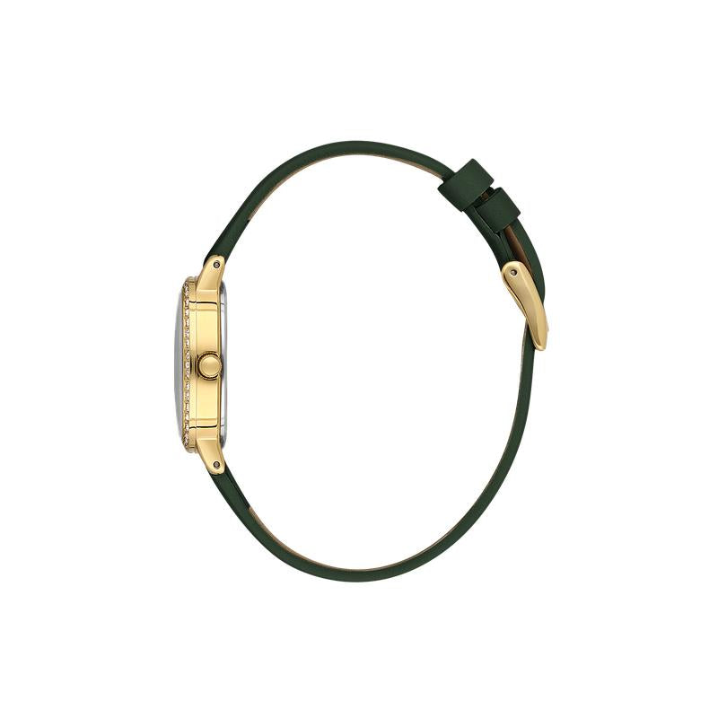 Daniel Klein Ladies Black Leather Green Dial Watch