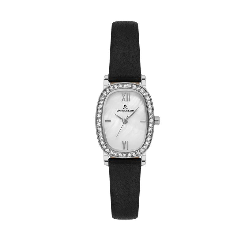 Daniel Klein Ladies Black Leather MOP Dial Watch