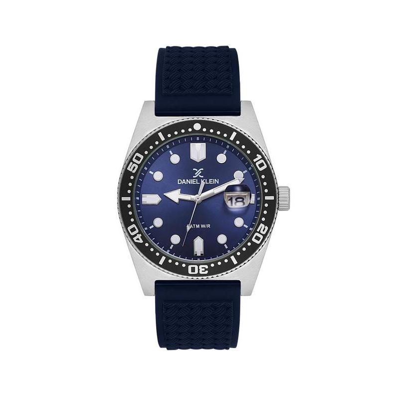 Daniel Klein Men’s Diver-Inspired Blue Dial Watch with Blue Silicone Strap
