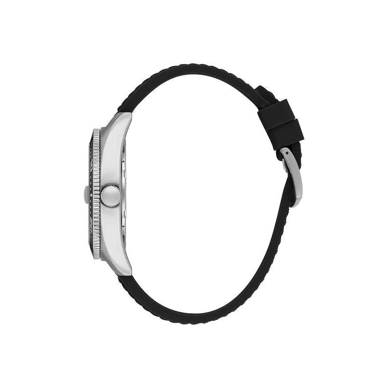 Daniel Klein Men’s Diver-Inspired Silver Dial Watch with Black Silicone Strap