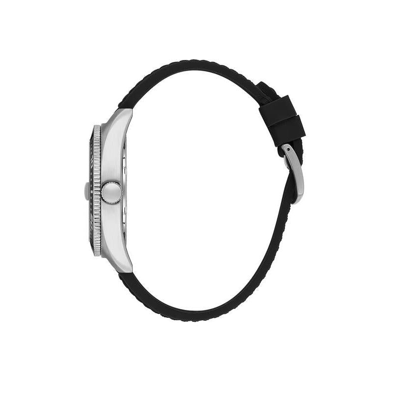 Daniel Klein Men’s Diver-Inspired Silver Dial Watch with Black Silicone Strap