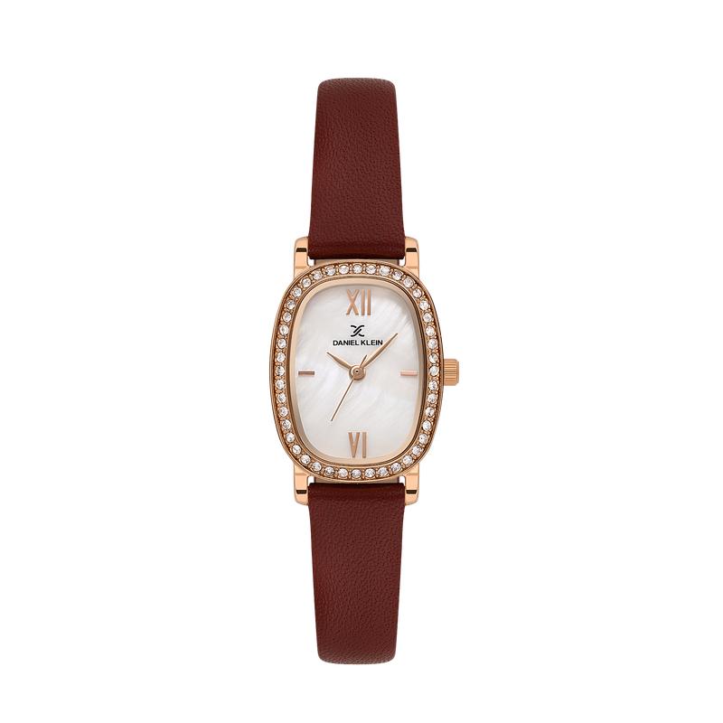 Daniel Klein Premium Rose Gold Tone Brown Leather Watch