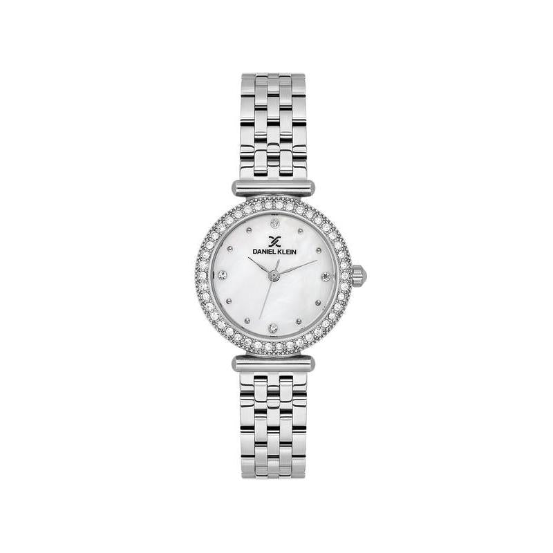 Daniel Klein Women’s Crystal-Embellished Silver-Tone Bracelet Watch