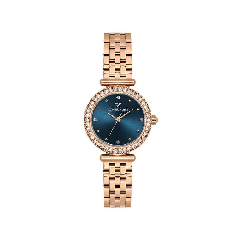 Daniel Klein Women’s Crystal-Set Rose Gold-Tone Bracelet Watch