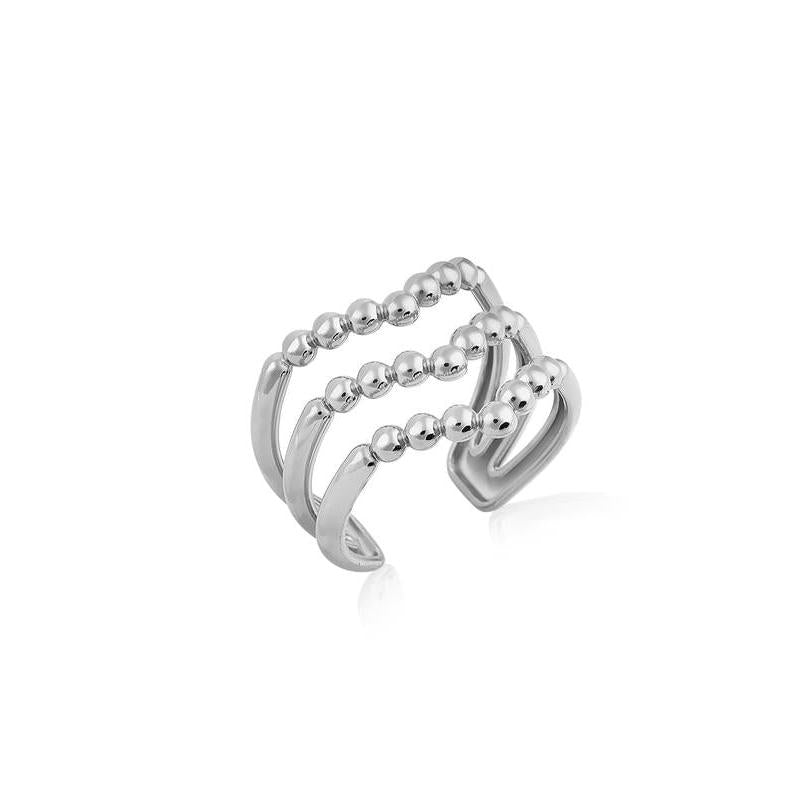 Daniel Klein Women's Silver Three Rows of Hearts Ring