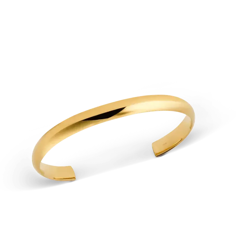 Minimalist Daniel Wellington Arch cuff bracelet in polished gold-plated stainless steel with a sleek, curved design.