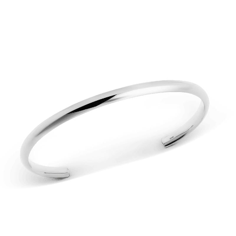 Minimalist 6mm silver Arch Cuff bangle with a polished, rounded silhouette for a refined, timeless everyday look.