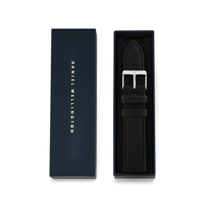 Daniel Wellington Black Canvas Strap Silver 20mm Watch Strap