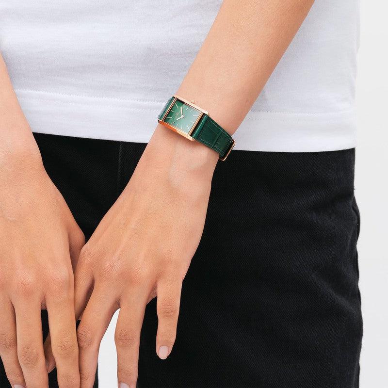 Daniel Wellington Bound Emerald Crocodile Sunray Rose Gold Watch 32x22mm