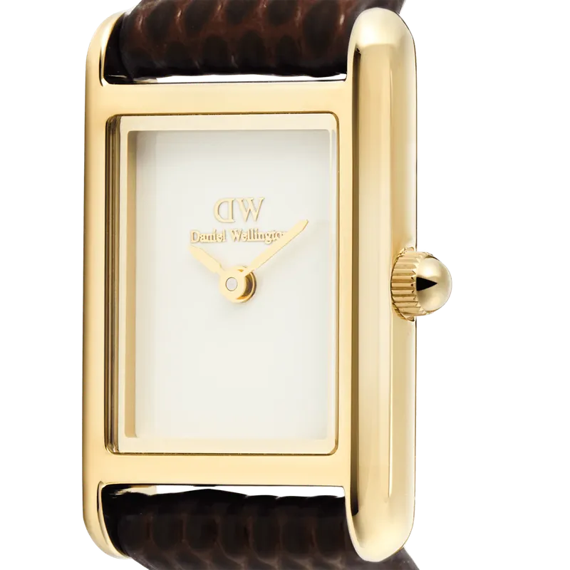 Daniel Wellington Bound Mini Dark Brown Lizard Gold Watch
