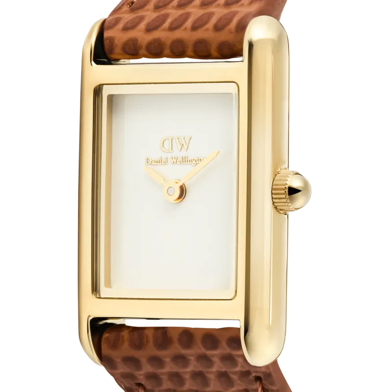 Daniel Wellington Bound Mini Light Brown Lizard Gold Watch