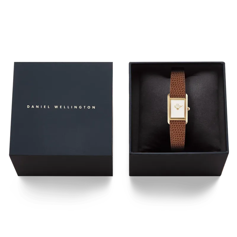 Daniel Wellington Bound Mini Light Brown Lizard Gold Watch