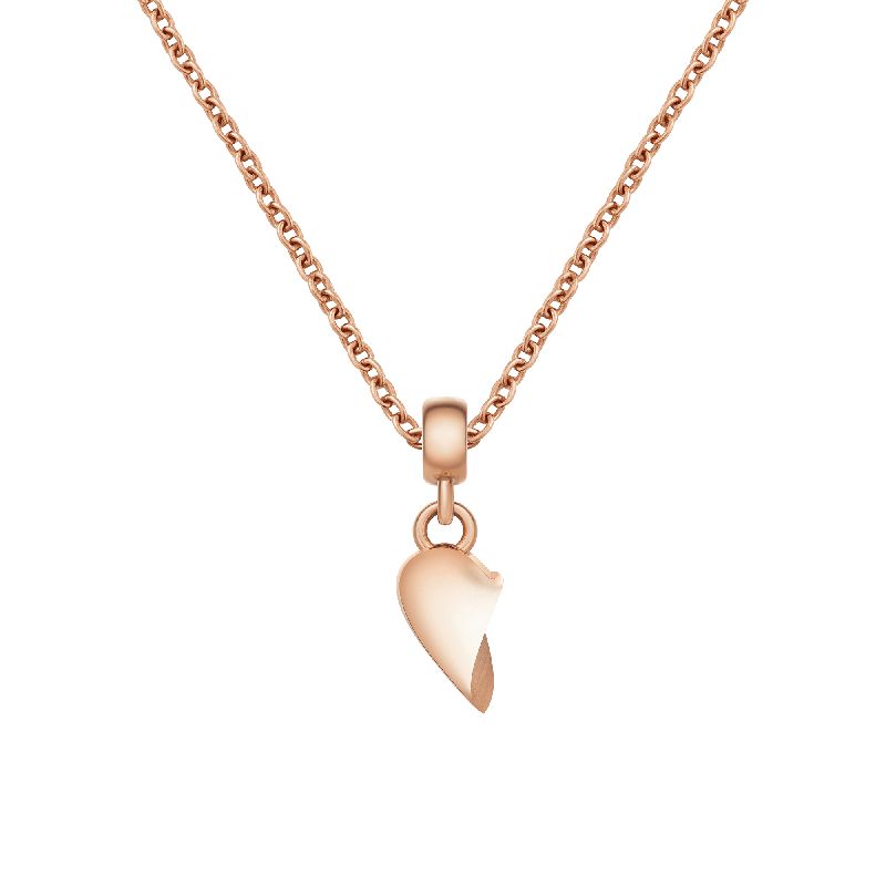 Daniel Wellington rose gold broken heart charm necklace crafted from durable PVD plated 316L stainless steel.