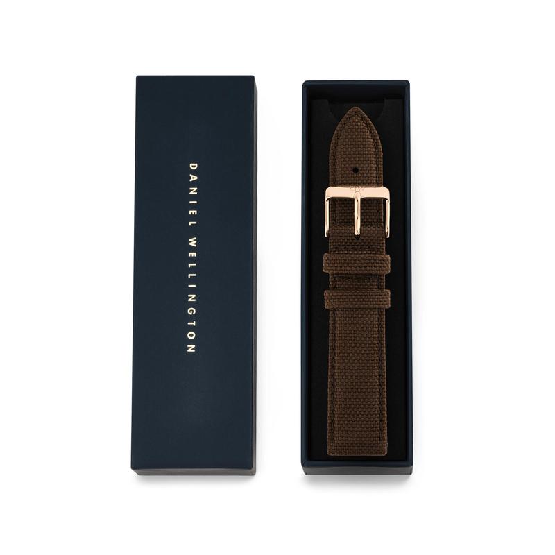 Daniel Wellington Brown Canvas Strap Rose Gold 20mm Watch Strap