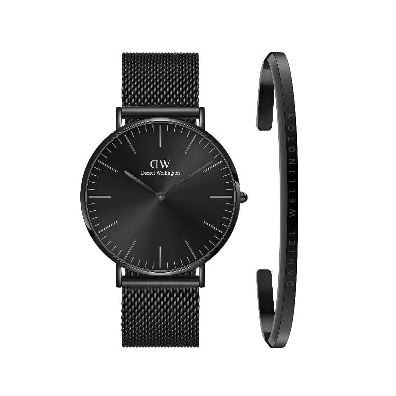 Daniel Wellington Bundle : Classic Mesh Onyx + Classic Bracelet Black