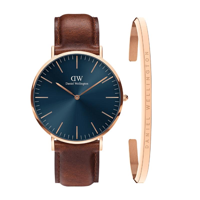 Daniel Wellington Bundle : Classic St Mawes Arctic + Bracelet Rose Gold