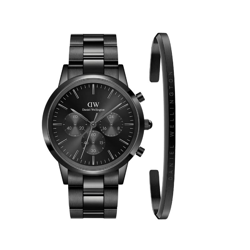 Daniel Wellington Bundle : Iconic Chronograph Link + Classic Bracelet Black