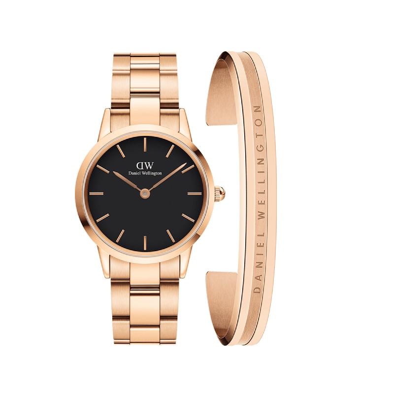 Daniel Wellington Bundle : Iconic Link Black + Elan Bracelet RG