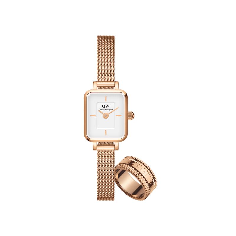 Daniel Wellington Bundle : Quadro Mini Melrose & Elevation Ring Rose Gold