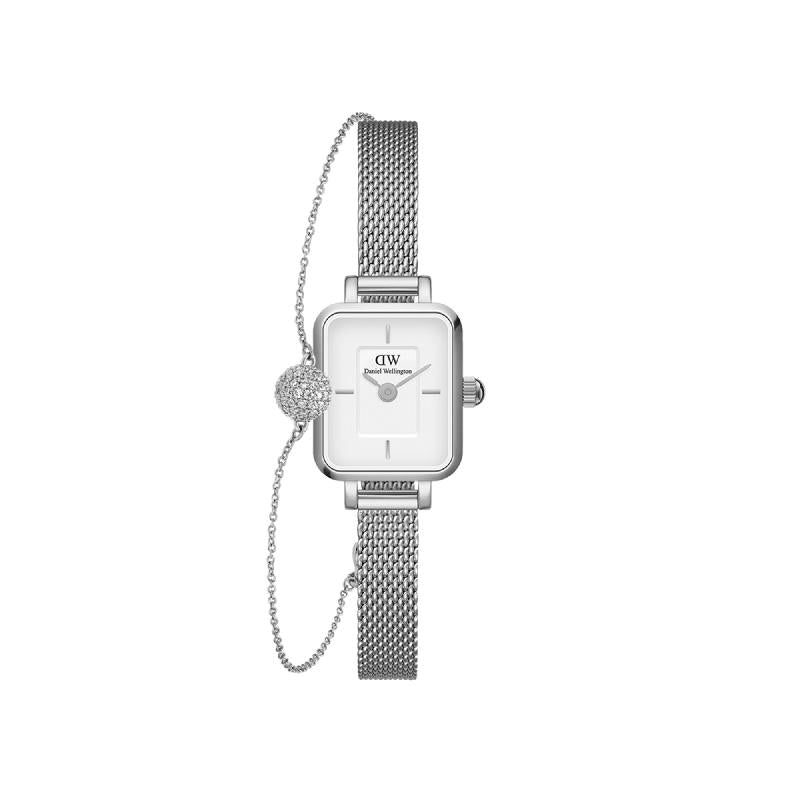 Daniel Wellington Bundle : Quadro Mini Sterling & Pavé Crystal Pendant Bracelet Silver