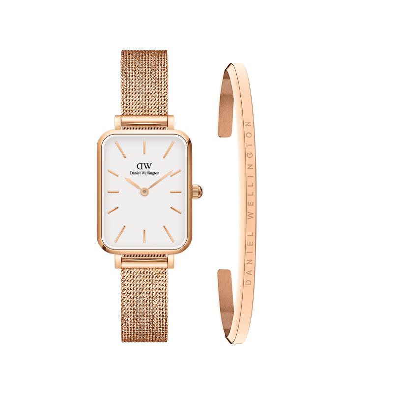 Daniel Wellington Bundle : Quadro Pressed Melrose White + Classic Bracelet