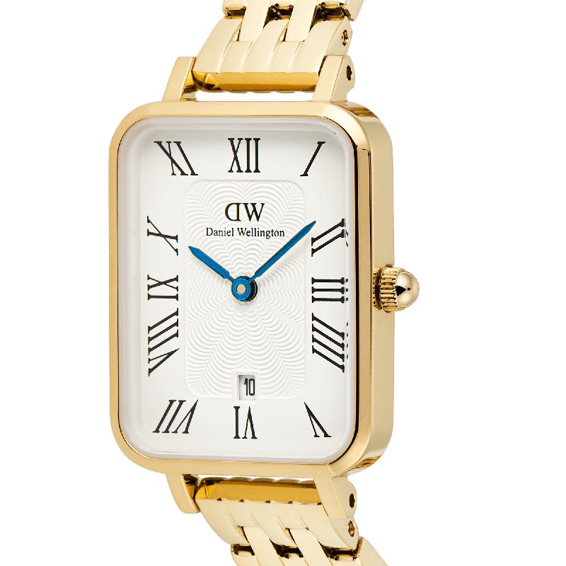 Daniel Wellington Bundle : Quadro Roman Numerals Date + Classic Lumine Bracelet Gold Set