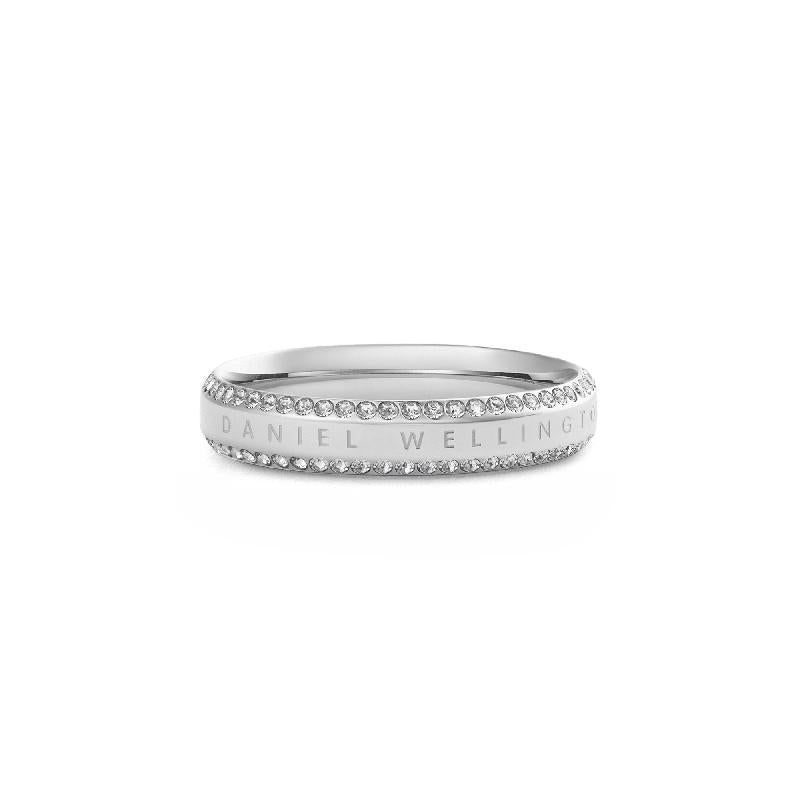 Daniel Wellington Classic Aura Duo Silver Ring with Double Sparkling Crystal Rows