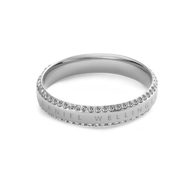 Daniel Wellington Classic Aura Duo Silver Ring with Double Sparkling Crystal Rows