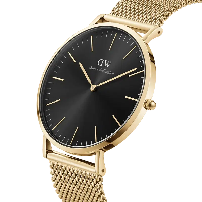 Daniel Wellington Classic Mesh Onyx Gold Watch 40mm