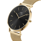 Daniel Wellington Classic Mesh Onyx Gold Watch 40mm