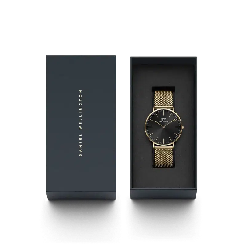 Daniel Wellington Classic Mesh Onyx Gold Watch 40mm